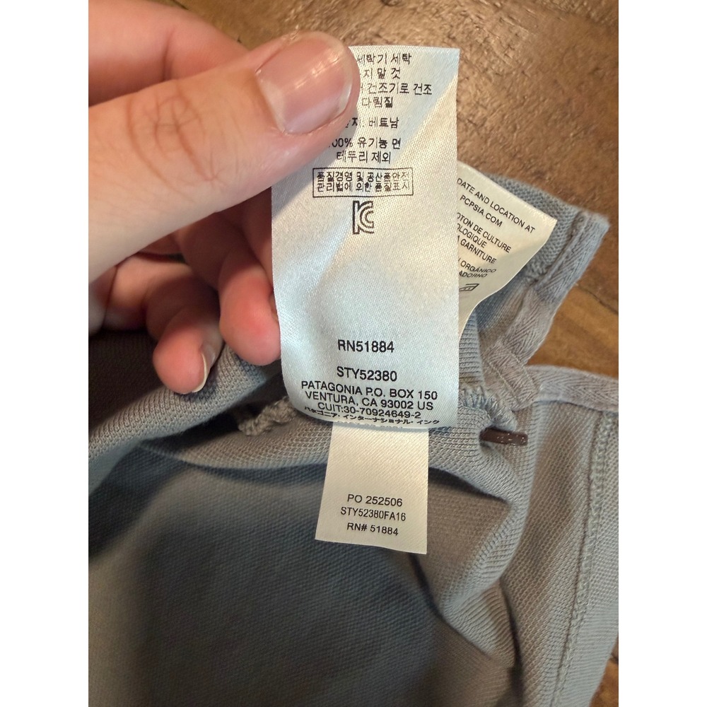Patagonia Mens 3XL Organic Cotton Short Sleeve Polo Shirt Grey Fitz Roy Logo - Picture 9 of 10
